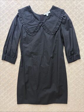 & Other Stories Black Long-Sleeve Ruffle Collar Dress